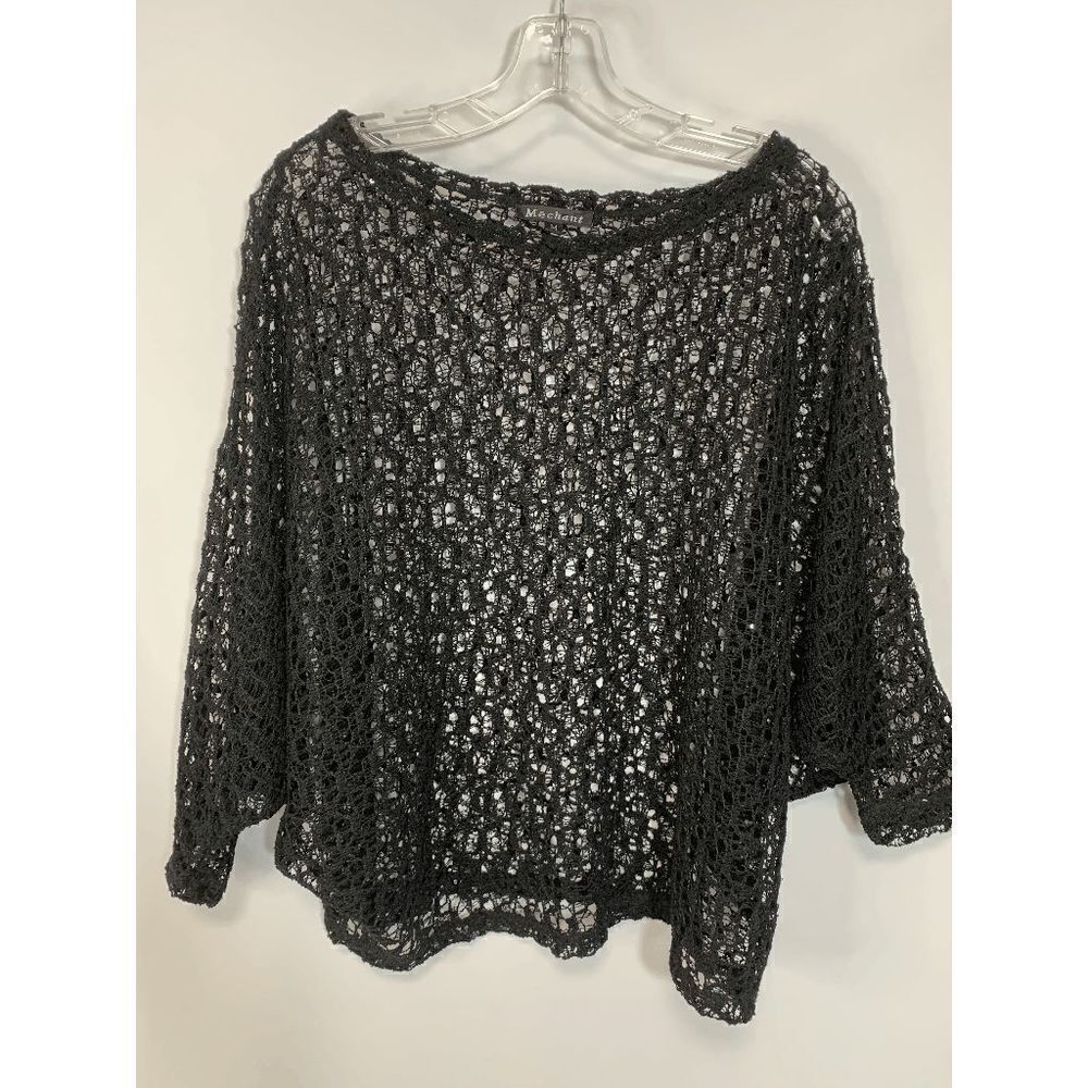 Mechant Women's Fishnet Overlay Top In Black Size M